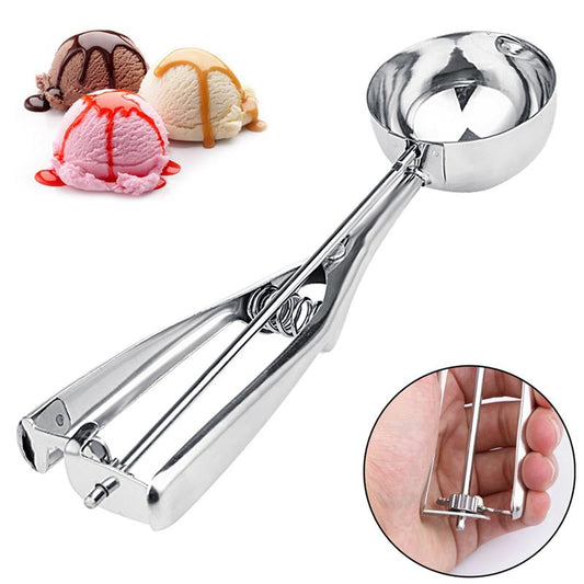4cm/5cm/6cm Kitchen Ice Cream Mash Potato Scoop Stainless Steel Spoon Spring Handle Ice Cream Ball Maker Kitchen Accessories